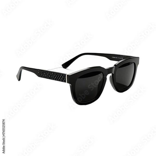 Obraz Black square-framed sunglasses, set against a stark, black background