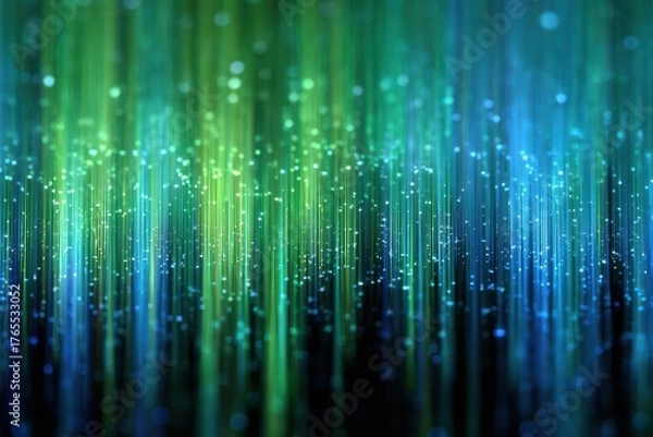 Fototapeta Abstract Digital Lines with Glowing Particles and Energy