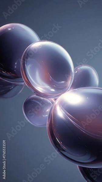 Fototapeta Abstract Floating Bubbles Elegant, Glossy, 3D Rendered Design