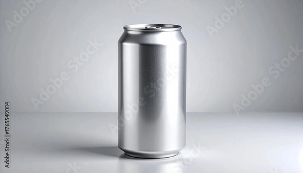 Obraz Plain aluminum can on light surface with neutral background