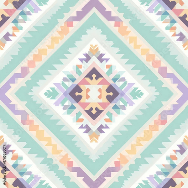 Obraz Ethnic ikat seamless pattern geometric abstract designs with traditional motifs.