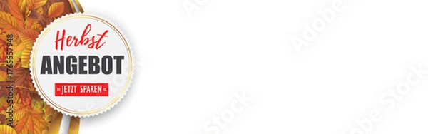 Fototapeta Herbstaktion Header mit Herbstlaub	