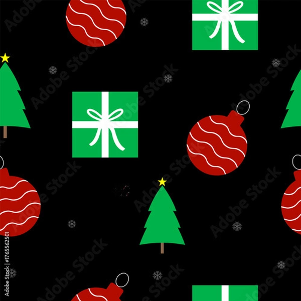 Obraz Merry Christmas seamless background, vector illustration