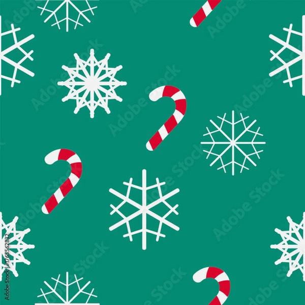 Obraz Christmas seamless pattern with white snowflakes on a blue background. vector illustration.