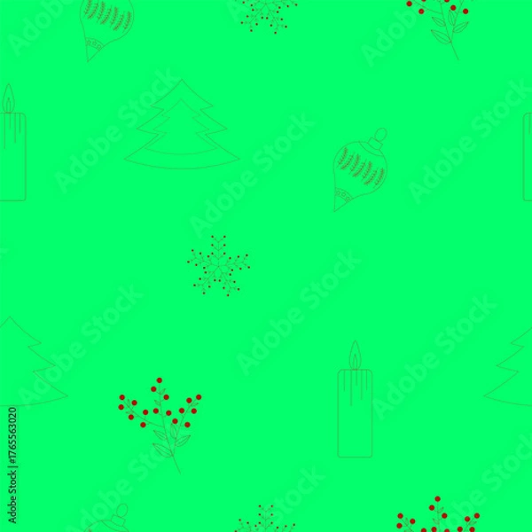 Fototapeta light green, red vector seamless background with Christmas elements, shining illustration of Christmas xmas, snow and Christmas balls. template for wallpaper of textile,