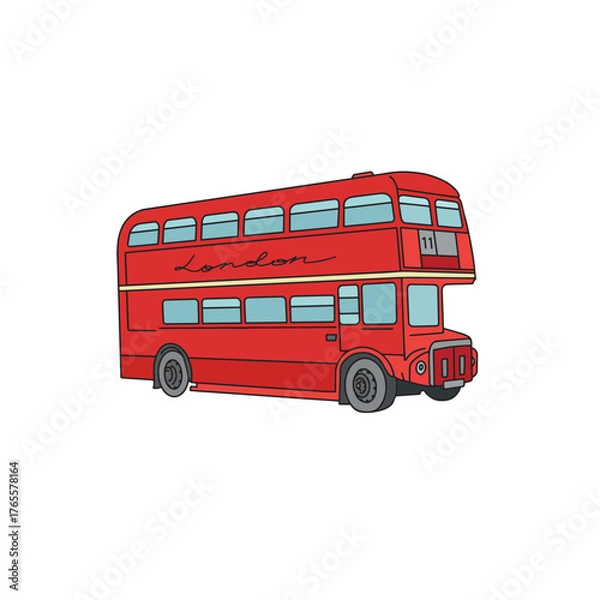 Obraz London double-decker bus on a white background