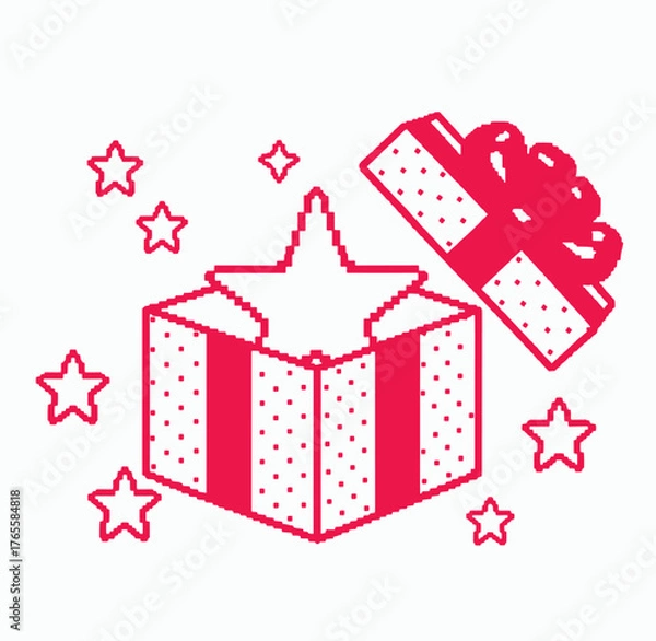 Fototapeta Open gift box silhouette vector with stars