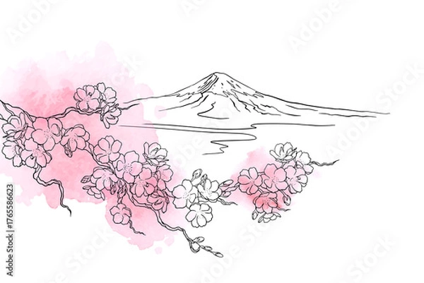Obraz Sakura branch, Mount Fuji