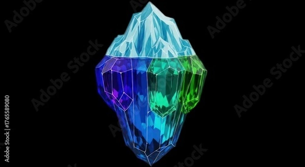 Fototapeta Vibrant Iceberg with Glowing Underwater Sections.