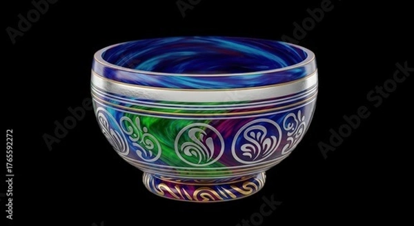 Obraz Intricate Glass Bowl with Colorful Design and Ornate Details.