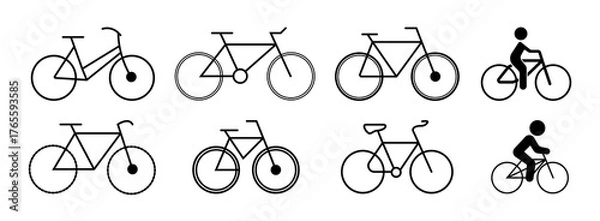 Obraz Bicycle fitness line art icon set for apps and websites.