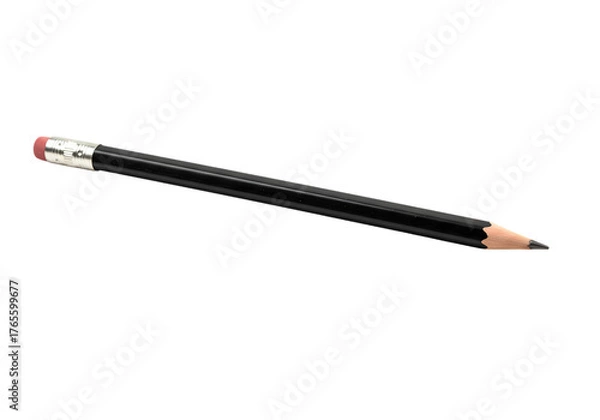 Fototapeta Sharp black pencil with eraser ready for ideas