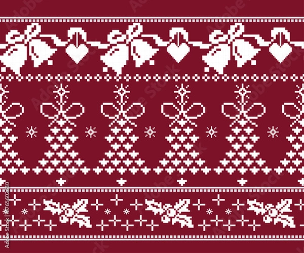 Fototapeta Seamless geometric horizontal pattern. Designed for Christmas, decoration, background, fabric, clothing, wallpaper.