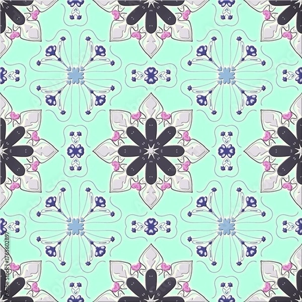 Obraz Background design: fabric patterns, geometric patterns, vintage patterns, floral fabric patterns