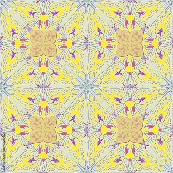 Obraz Background design: fabric patterns, geometric patterns, vintage patterns, floral fabric patterns