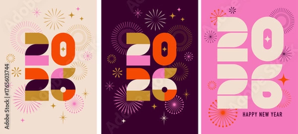 Fototapeta Colorful geometric New Year 2026 banner