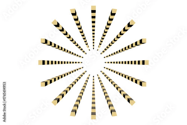 Fototapeta Radiating golden and black lines create an optical illusion of expanding energy outward.