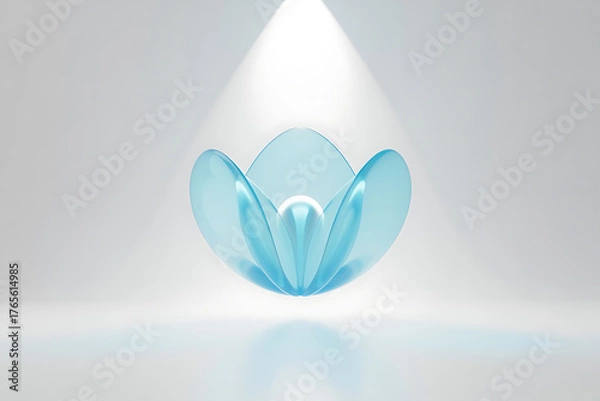 Fototapeta Elegant blue flower sculpture illuminated, representing beauty, serenity, and delicate natural forms.