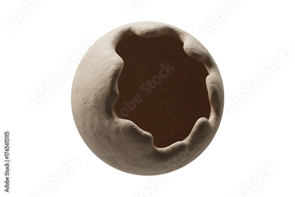 Fototapeta A weathered, spherical stone with a large, irregular opening, suggesting erosion and natural formation.