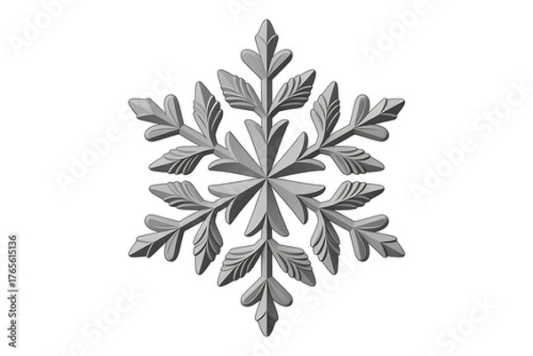 Fototapeta Intricate, symmetrical snowflake design, detailed and crystalline, evoking winter's beauty and delicate patterns.