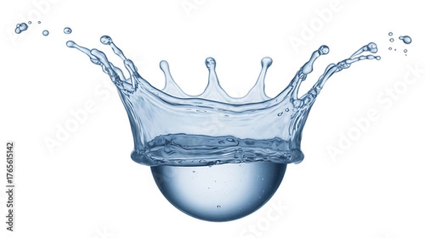 Fototapeta Water splash creates a crown-like shape, suspended mid-air, showcasing fluid dynamics and motion.