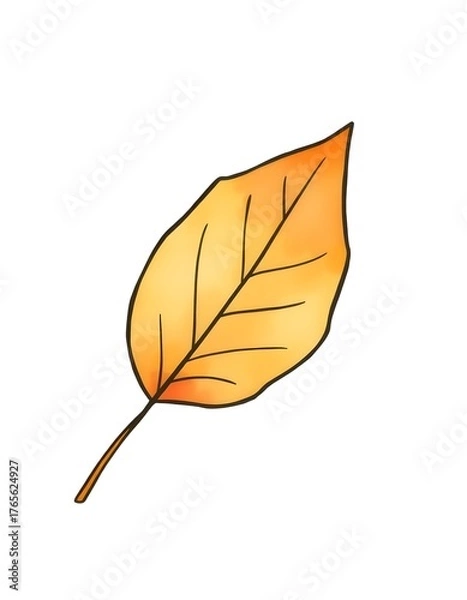 Obraz autumn leaf isolated on white watercolor illustration