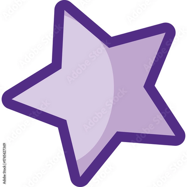 Fototapeta A stylized purple star shape with a thick dark purple outline isolated on a transparent background a simple graphic element for design and decoration