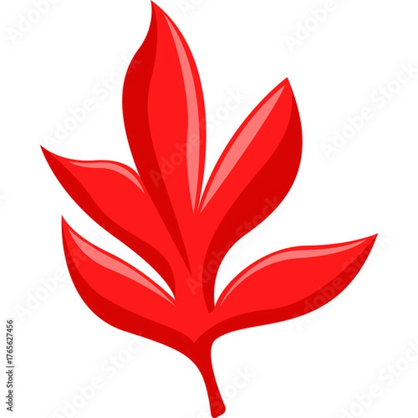 Fototapeta A Stylized Red Leaf With A Transparent Background Perfect For Graphic Design And Digital Art Projects Representing Nature And Autumn Seasons