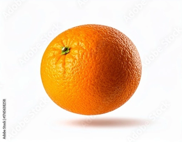 Fototapeta Orange floating in air on clear white background