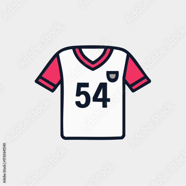 Fototapeta Football jersey with number 54 icon. Team sport uniform vector outline