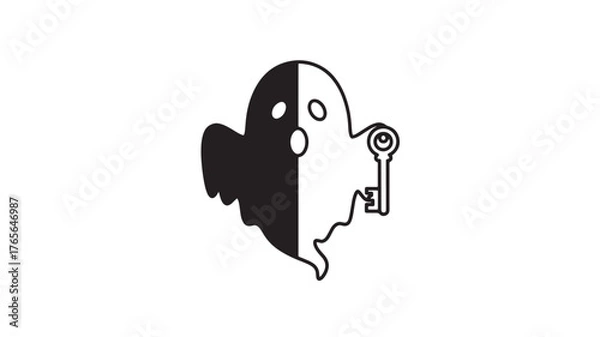 Obraz Ghost holding a key vector illustration security concept for Halloween