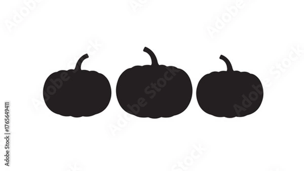 Obraz Three pumpkin silhouettes simple flat vector design isolated on white background