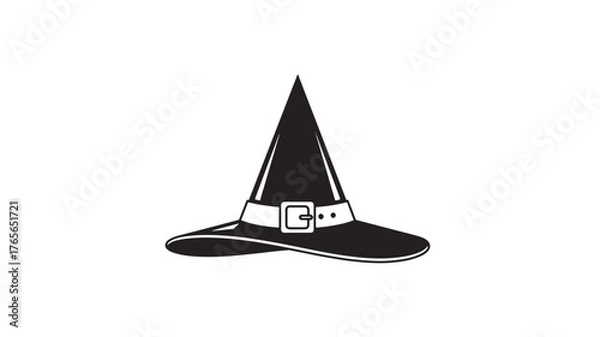 Obraz Witch hat vector illustration black and white glyph isolated on white background