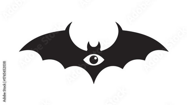 Obraz Bat silhouette with eye symbol vector illustration for Halloween design isolated on white 
