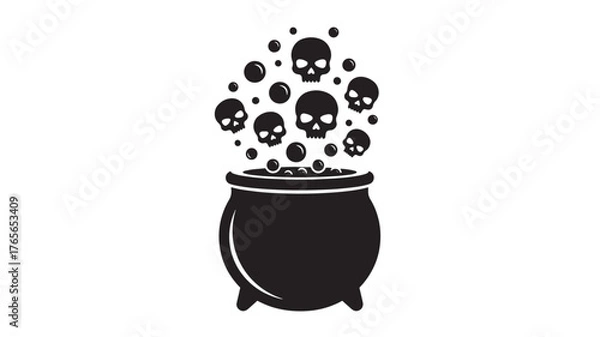 Obraz Halloween cauldron with skulls vector illustration for spooky designs isolated on white