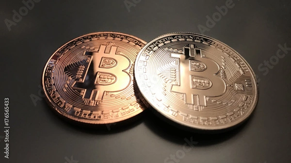 Obraz Bitcoins on neutral background