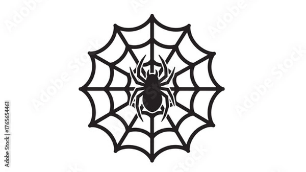 Obraz Spider on web vector icon Halloween flat design element isolated on white