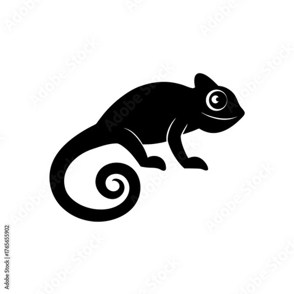 Fototapeta Silhouette of a lizard on transparent background