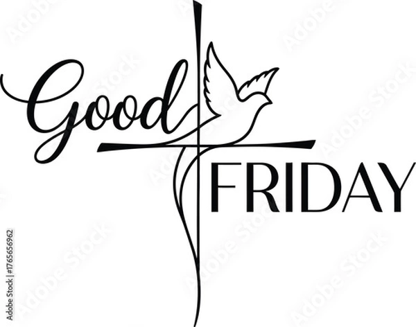 Fototapeta Good Friday Commemoration with Cross and Dove