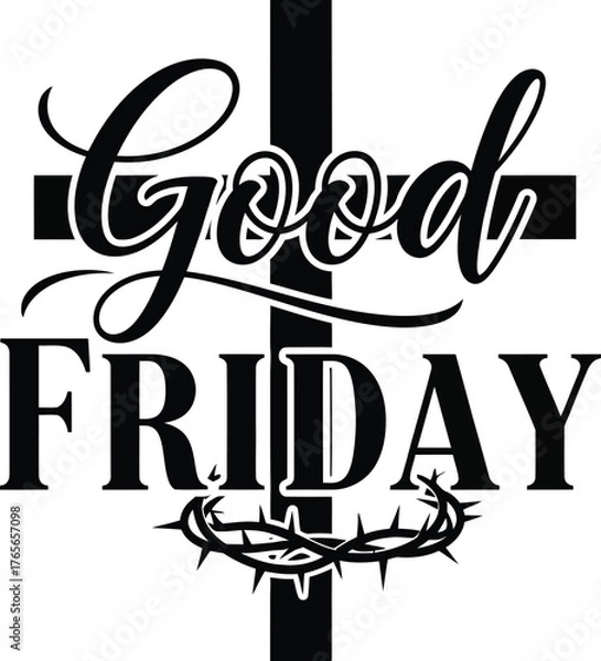 Fototapeta Good Friday Cross with Crown of Thorns .