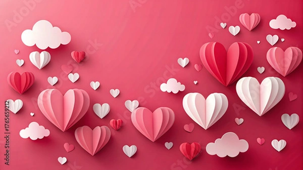 Fototapeta Valentines day background in paper style