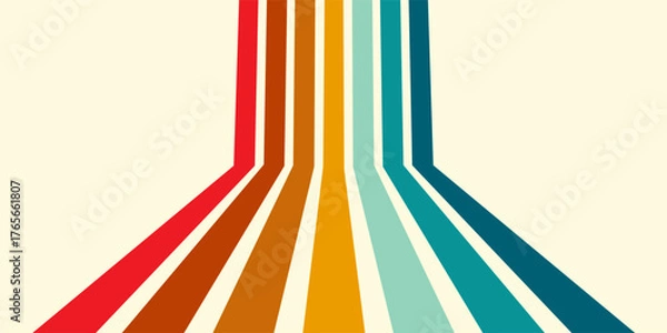 Fototapeta Abstract background of rainbow groovy Wavy Line design in 1970s Hippie Retro style. Vector pattern ready to use for cloth, textile, wrap and other.
