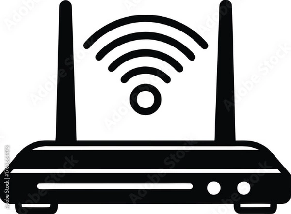 Fototapeta WiFi Router Vector Illustration Depicting Wireless Internet Technology and Signal Connectivity on transparent background