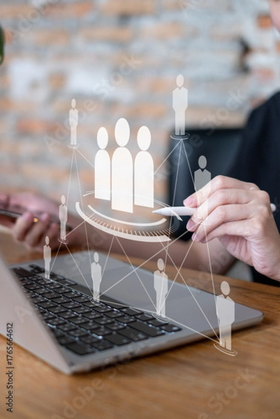 Fototapeta Human resource HR management recruitment connection global job career business corporate concept