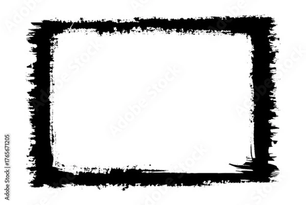 Fototapeta Retro photo film frame with transparent background. Abstract rectangles with space for text.  monochrome texture, worn pattern, surface is covered with scratches. Grunge frame with worn border. 