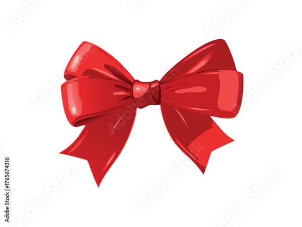 Obraz Shiny Red Satin Bow Isolated on White Background
