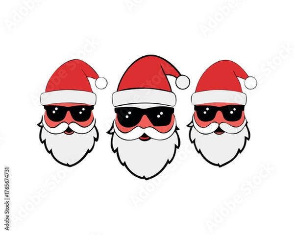 Fototapeta Three Santas Wearing Sunglasses