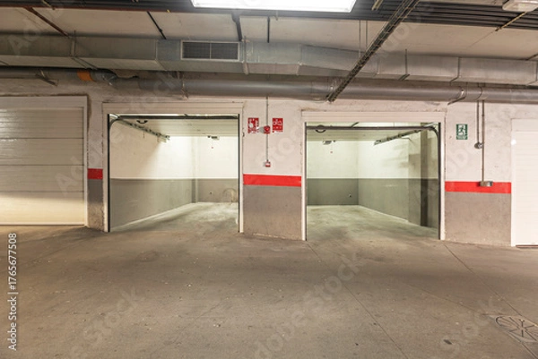 Obraz Side parking with stamped concrete paving in a wood design, frost-resistant and easy to clean.