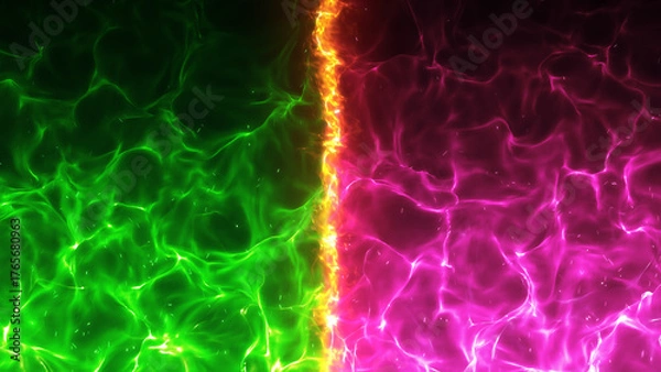 Obraz 緑とピンクの対立する炎のエフェクト背景