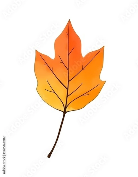 Obraz yellow autumn leaf watercolor illustration